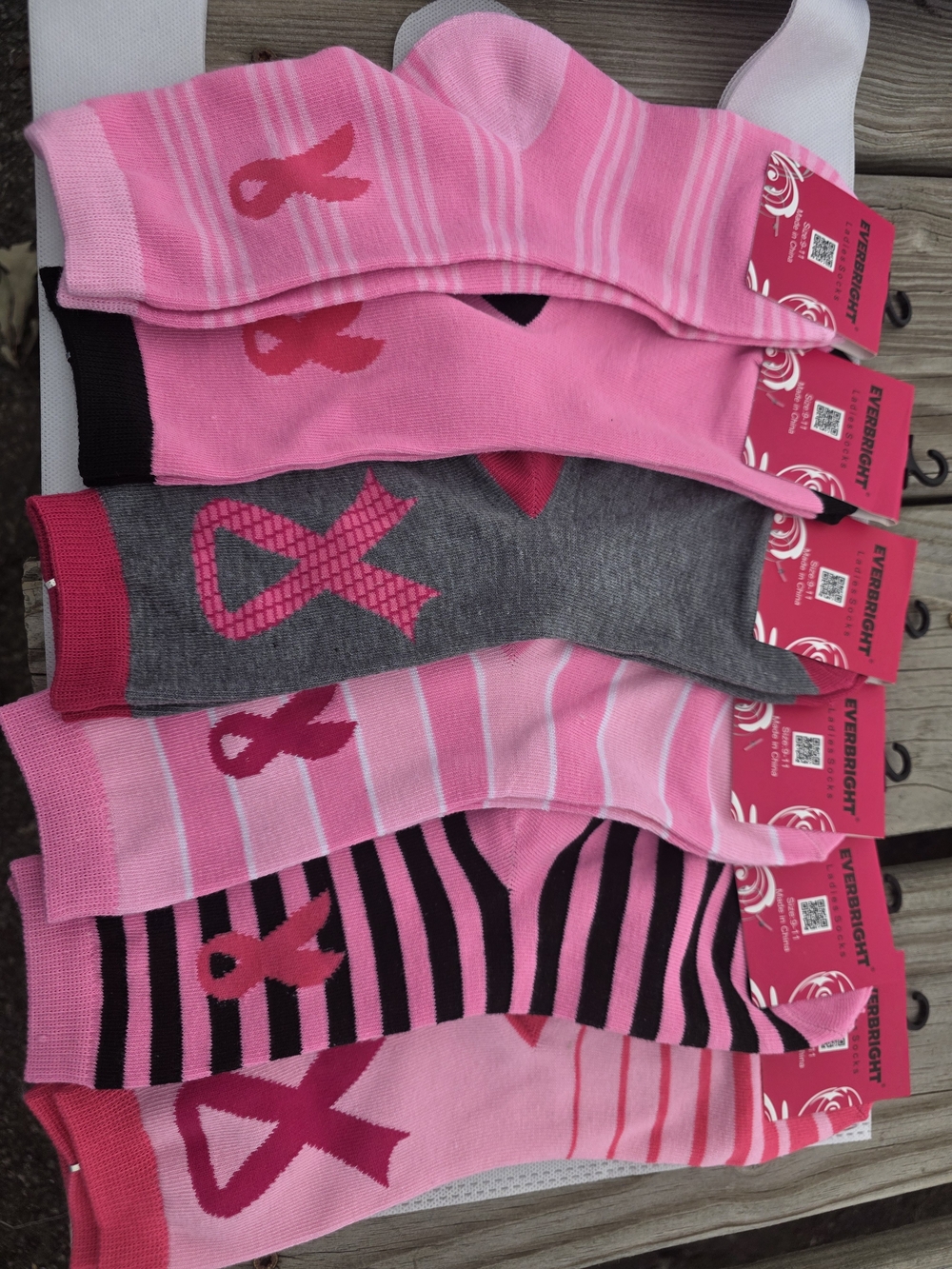 Pink Breast Cancer Awareness Crew Socks - Pack